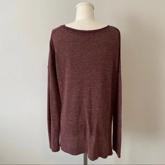 Aritzia Wilfred Sherbrooke V-Neck Shirt Sweater Maroon - Picture 7 of 10